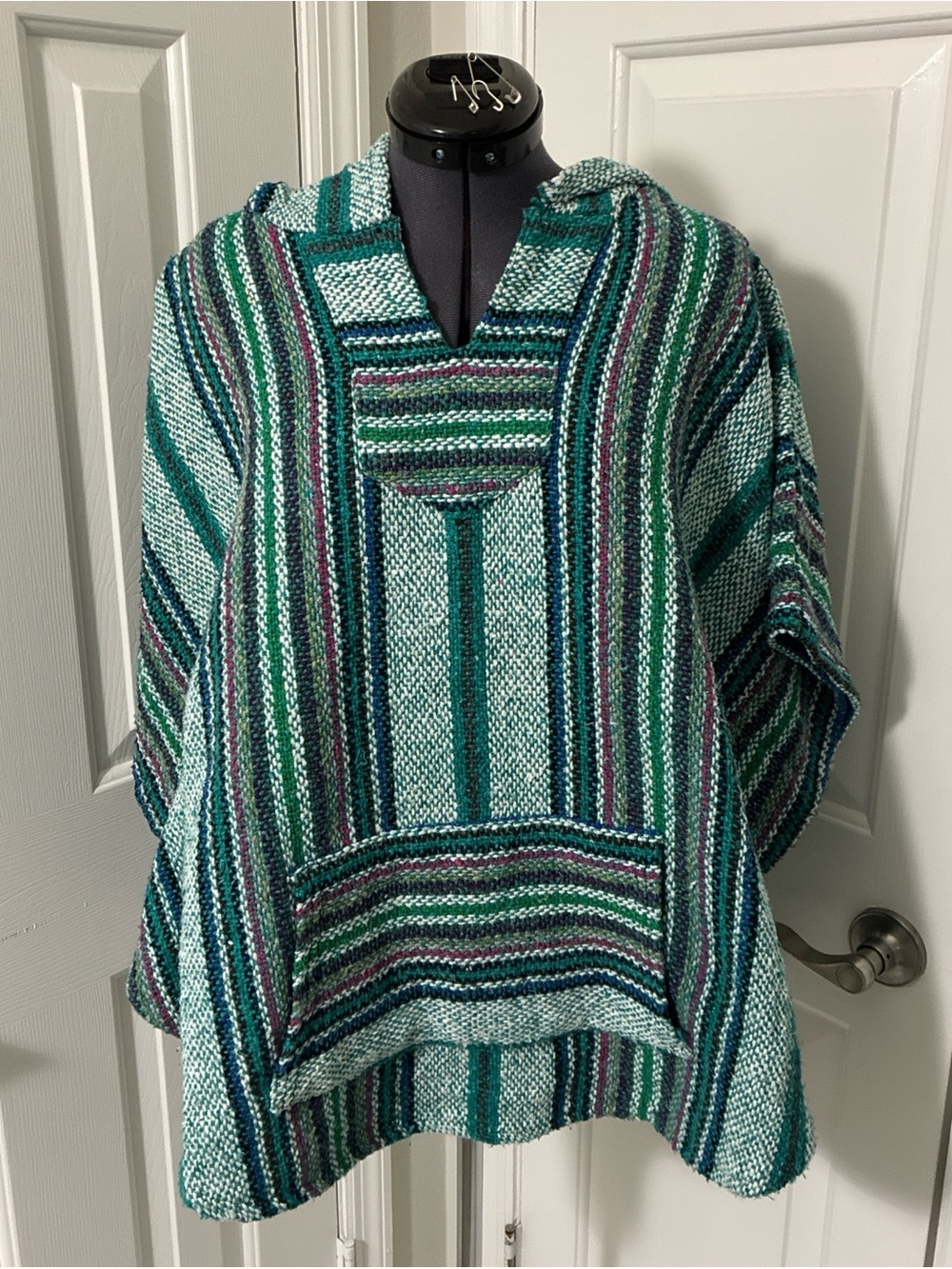 Multicolored (mostly green/teal/blue) Baja hoodie